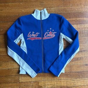 Blue and White Sporty Zip-Up Jacket